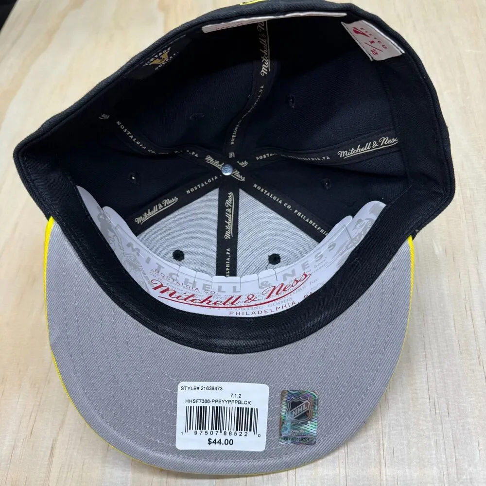 NEW Pittsburgh Penguins Mitchell Ness 2 Tone Liberty Fitted Cap Hat Sz 7 1/2